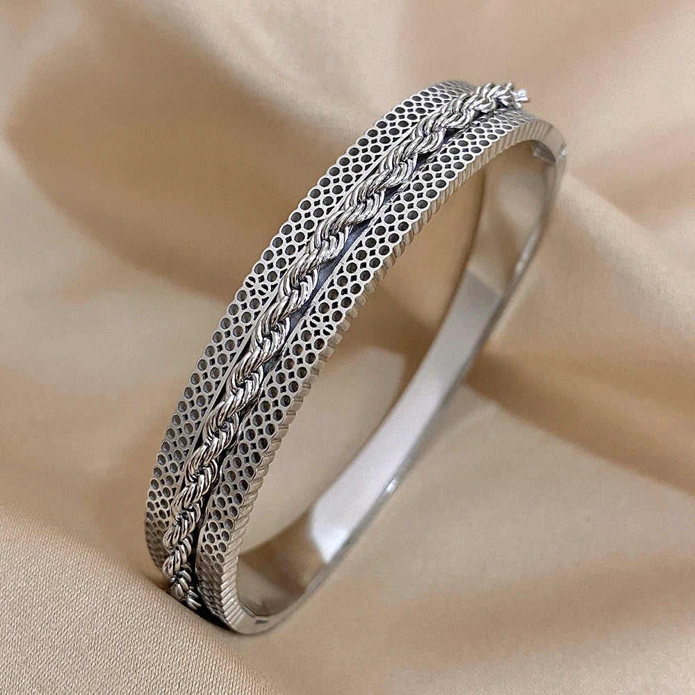 Bracelete Luxo Trançado em Aço 316 L - Nuvore