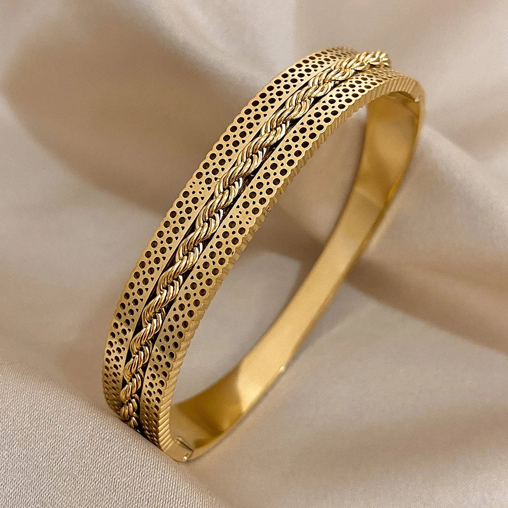 Bracelete Luxo Trançado em Aço 316 L - Nuvore