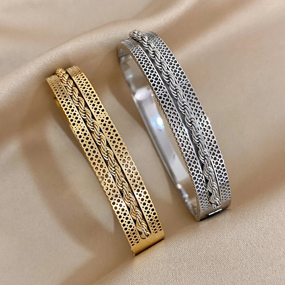 Bracelete Luxo Trançado em Aço 316 L - Nuvore