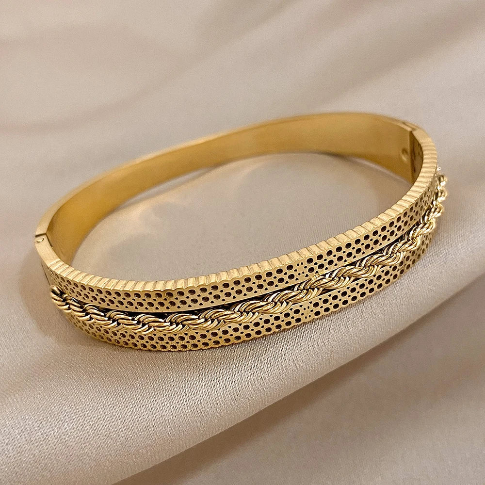 Bracelete Luxo Trançado em Aço 316 L - Nuvore